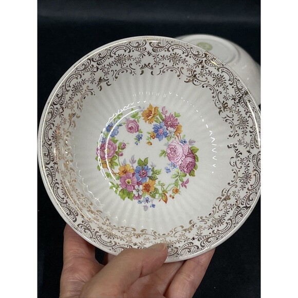 VTG 4 Royal National Brotherhood Operative Potters 22k Gold Berry Bowls #5265 - Picture 11 of 15